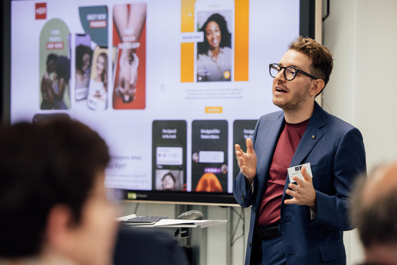 Image of speaker from industry collaboration workshop