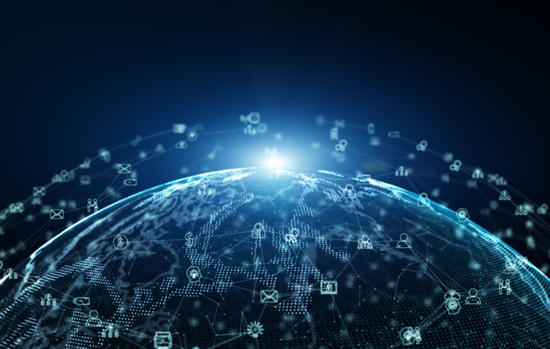 Image of code over the top of a globe