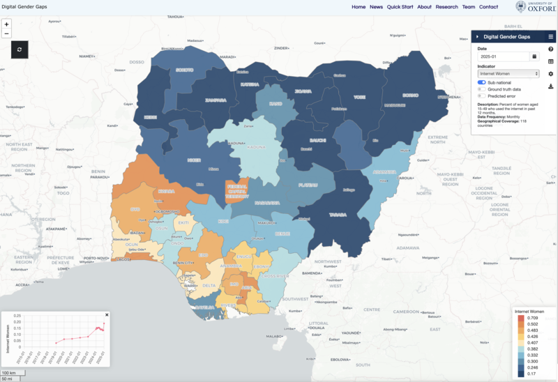 Map of Nigeria from the Digital Gender Gaps dashboard
