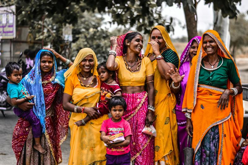 Image of a group of women and children in India