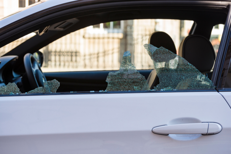 Image of a smashed car window