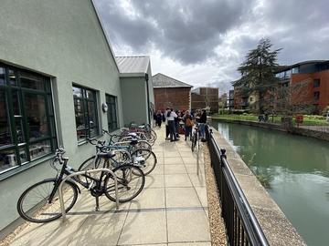 A-Level students gathered outside at the Department of Sociology