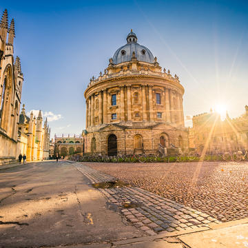 Radcliffe square as the sun is setting