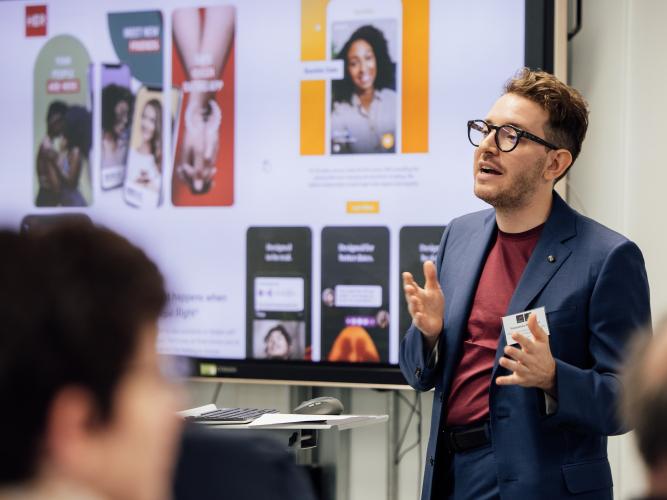 Image of speaker from industry collaboration workshop