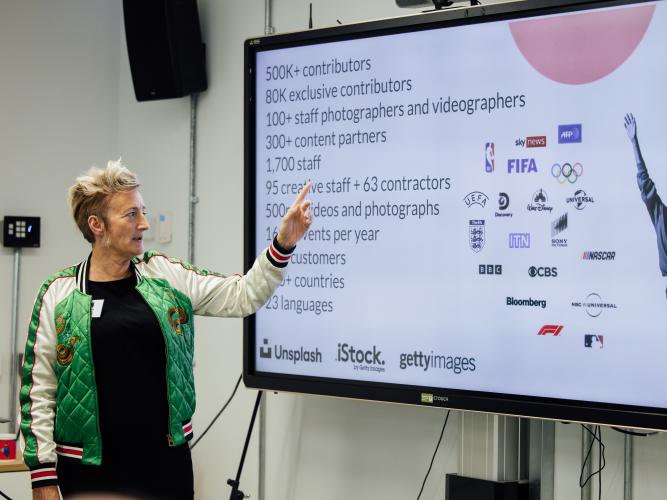 Image of speaker from industry collaboration workshop