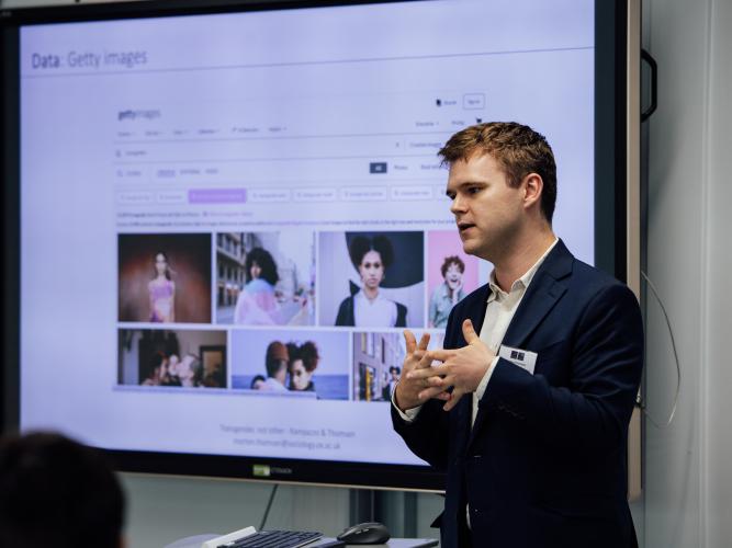 Image of speaker from industry collaboration workshop