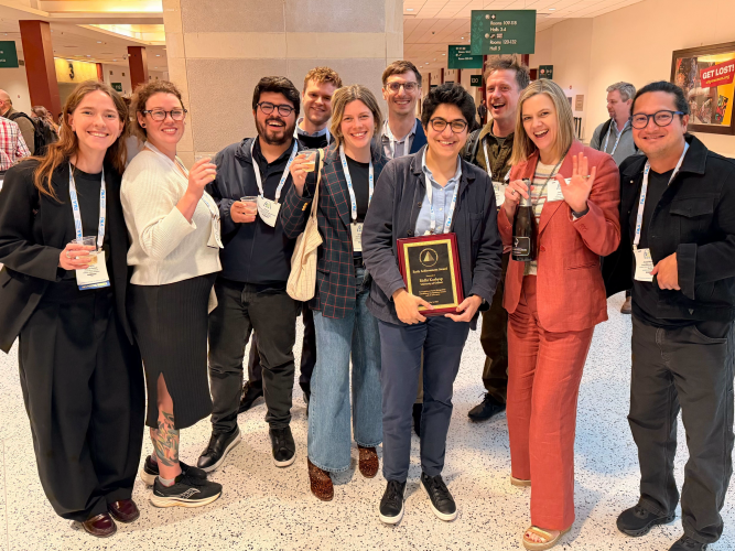 Image of Professor Ridhi Kashyap and colleagues after receiving the award