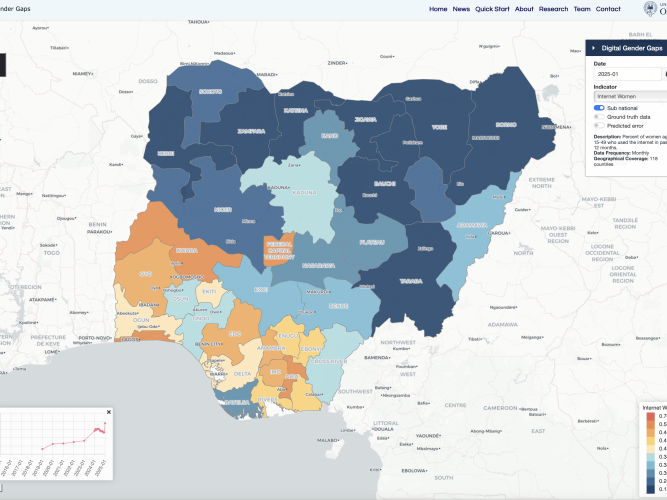 Map of Nigeria from the Digital Gender Gaps dashboard