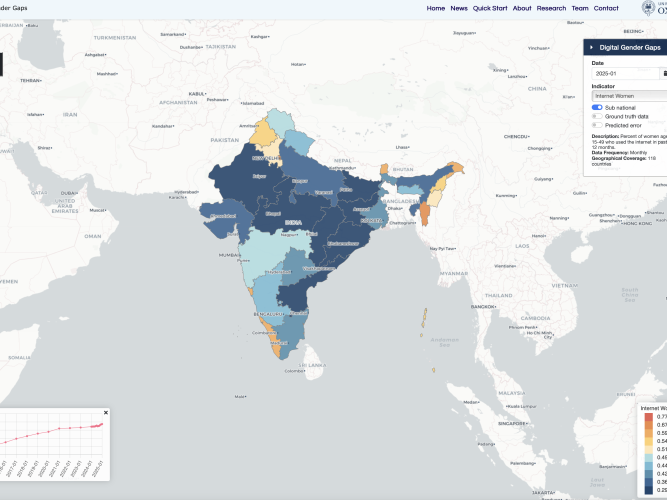 Map of India from the Digital Gender Gaps dashboard