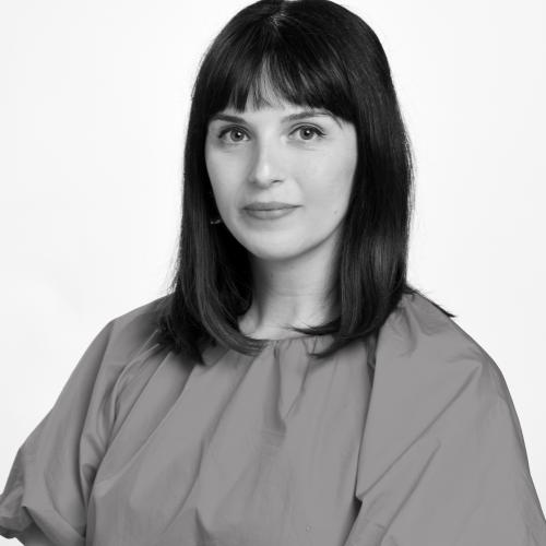 Black and white image of Martina Baradel