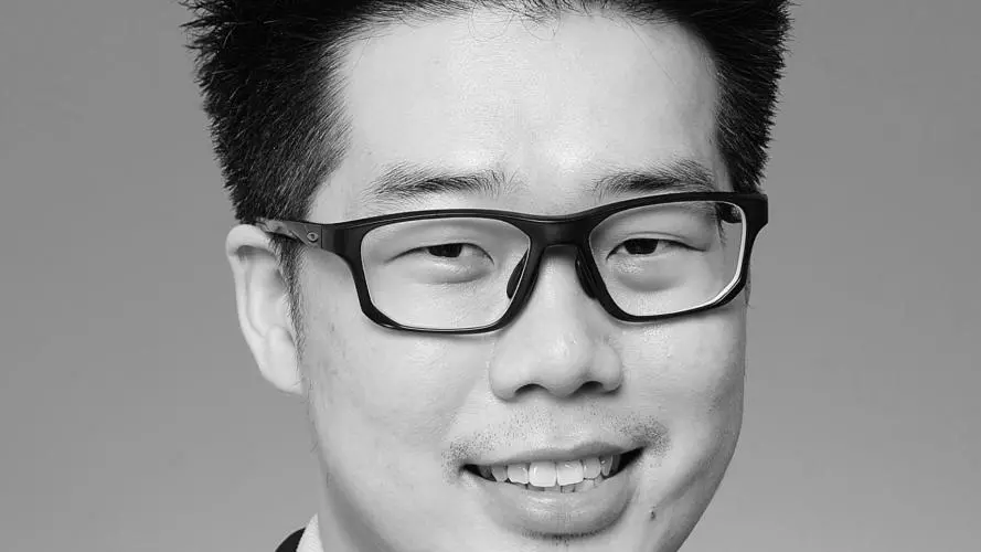 Black and white image of Casper Zhang