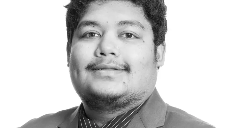 Black & white image of Anupam Roy