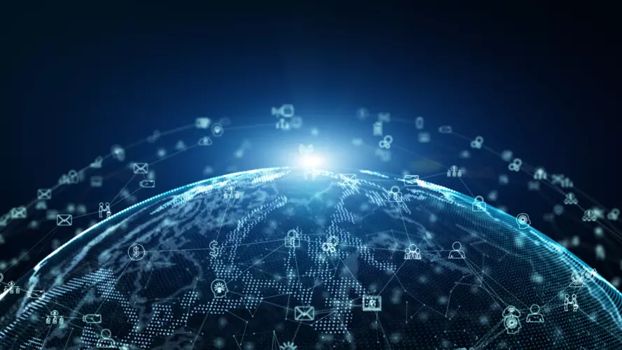 Image of code over the top of a globe