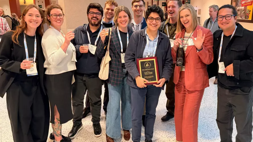 Image of Professor Ridhi Kashyap and colleagues after receiving the award