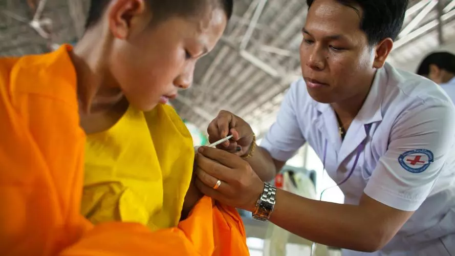 Image of boy receiving a vaccination 