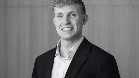 Black & white image of Ross Harrison