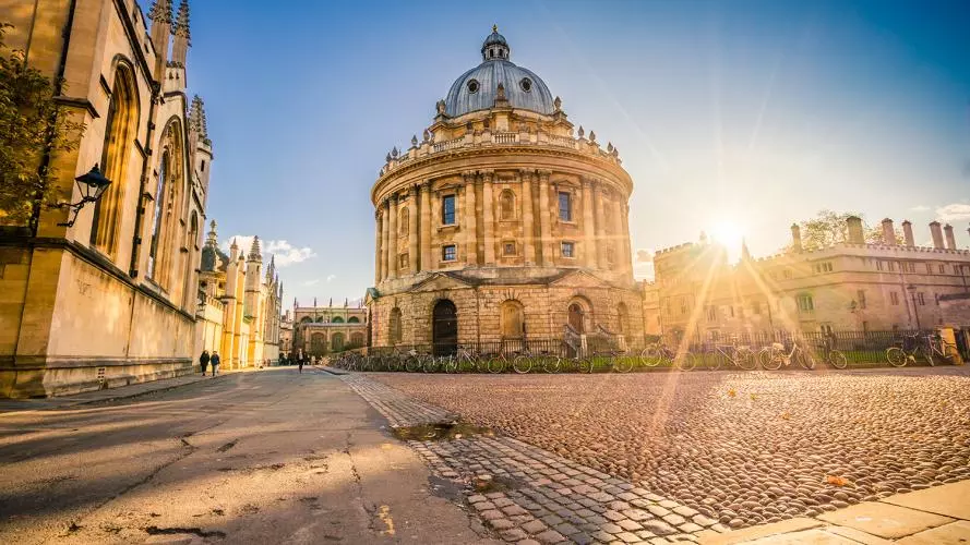 Radcliffe square as the sun is setting