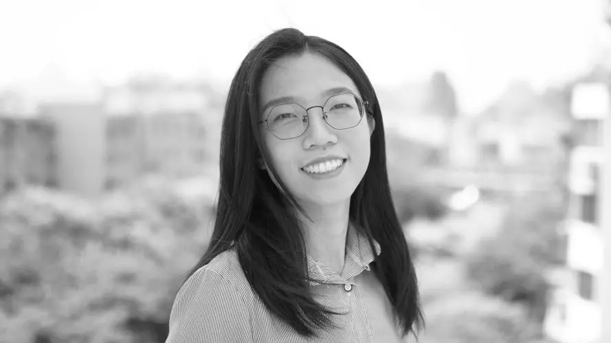 Black & white image of Yuqi Liang