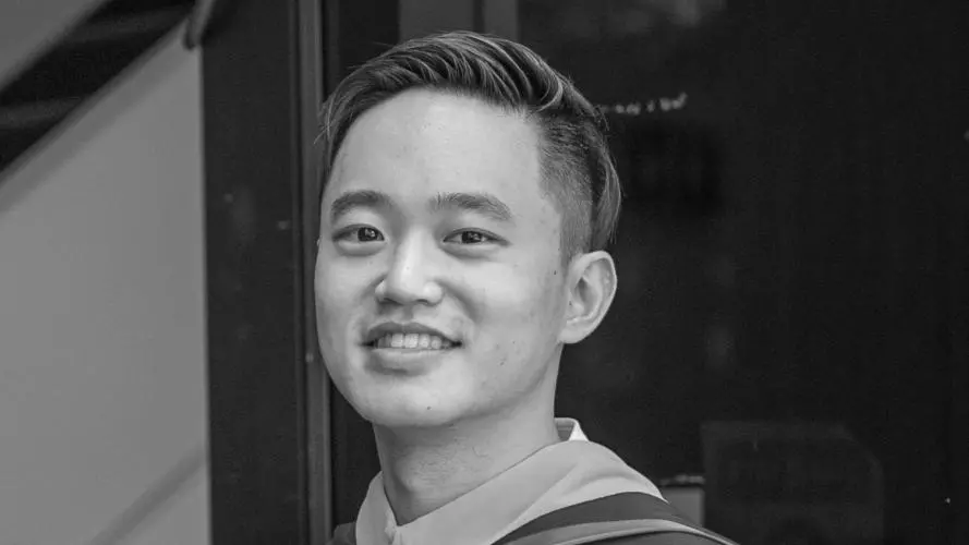 Black & white image of Zerui Tian