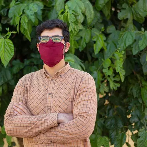A man wearing a face mask