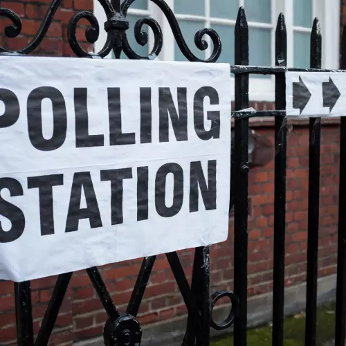 Image of sign outside of a polling station