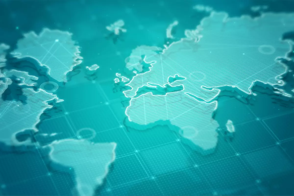 Digital image of a world map